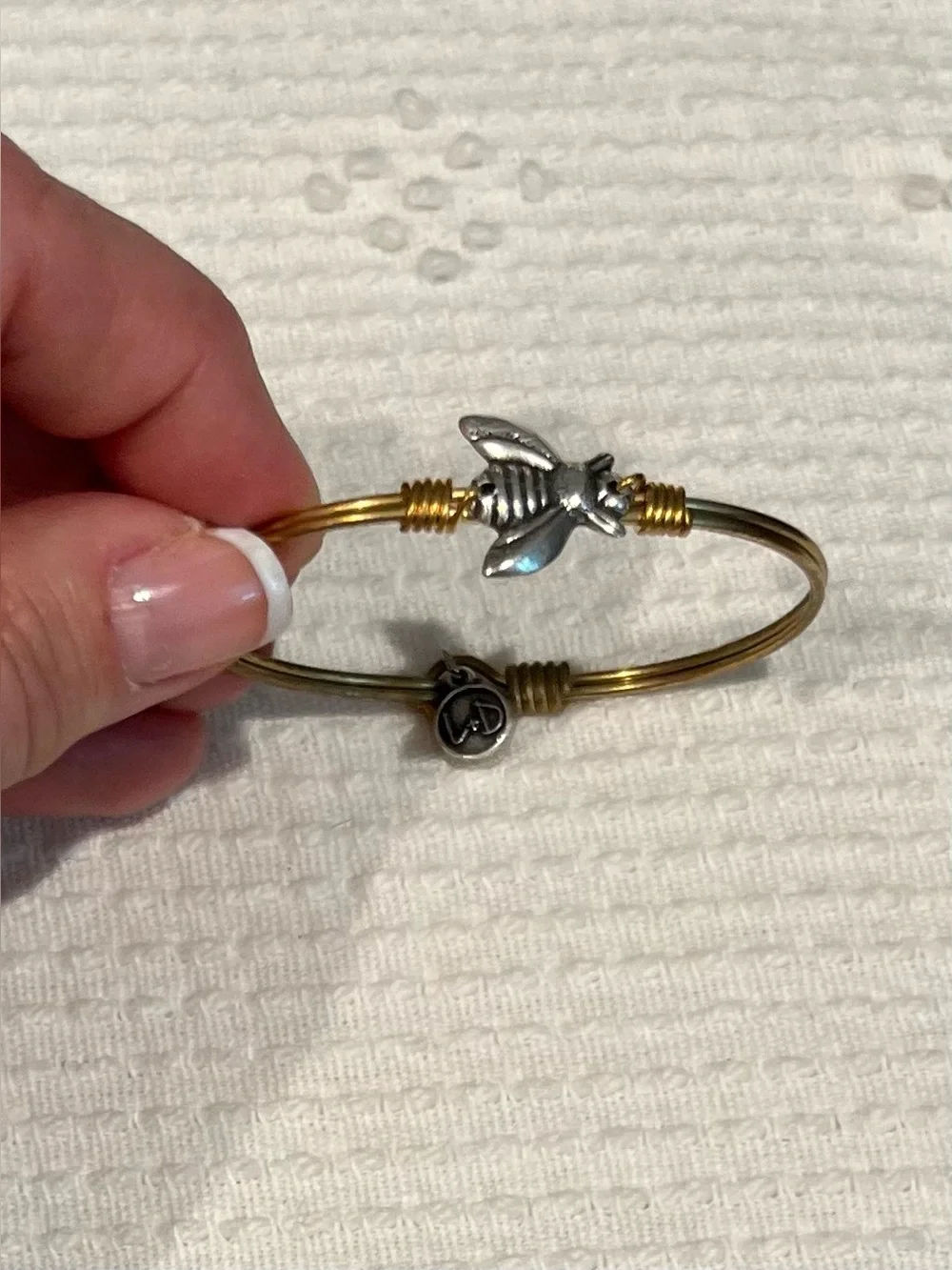 Luca + Danni Bee Kind Bangle Bracelet, Petite, LNWB, Brass and Silvertone